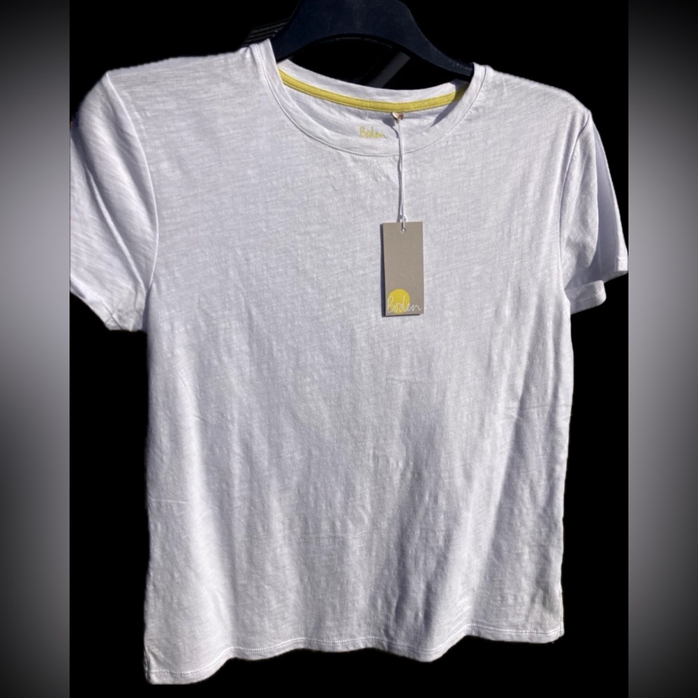 BODEN White Cotton Boyfriend Tee, NWT, size small (J0826)